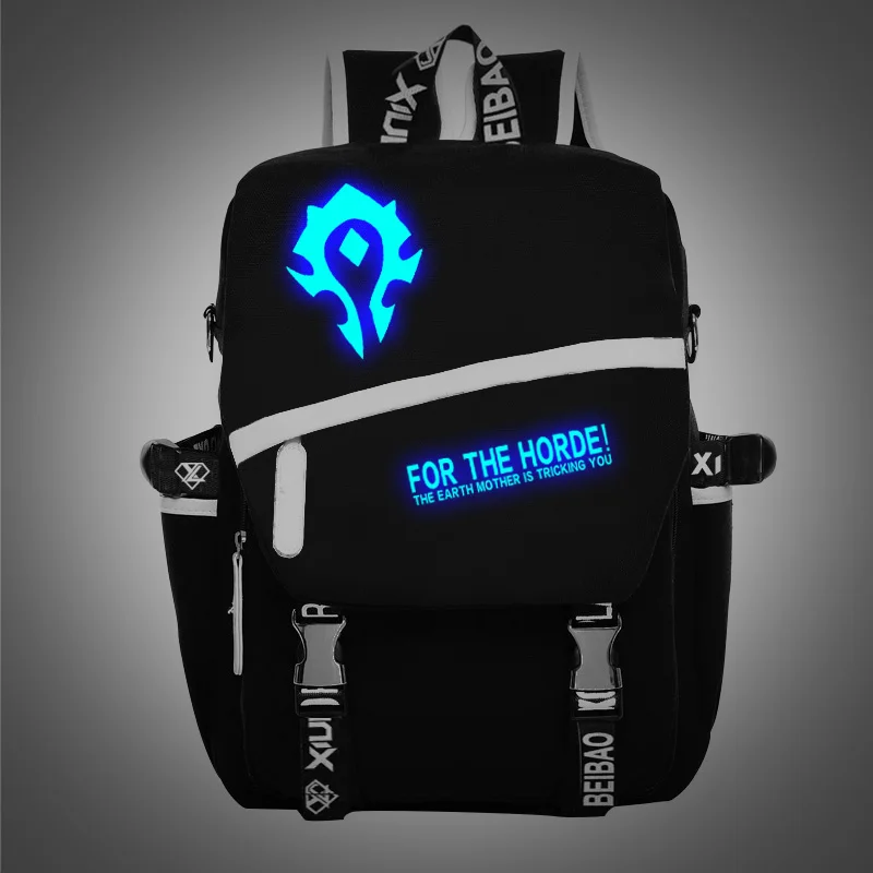 New Fashion Luminous World Of Warcraft Backpack Boy Girl School Bags For Teenagers WOW Game