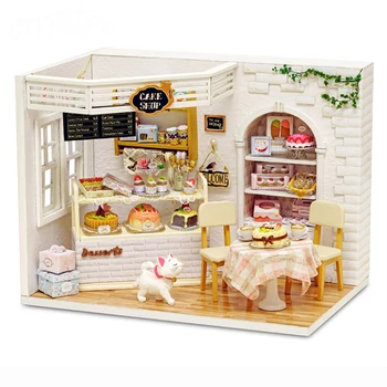 

Mini Birthday Cake Doll House Furniture DIY Miniature Dust Cover 3D Wooden Dollhouse Toys for Children Birthday Gift