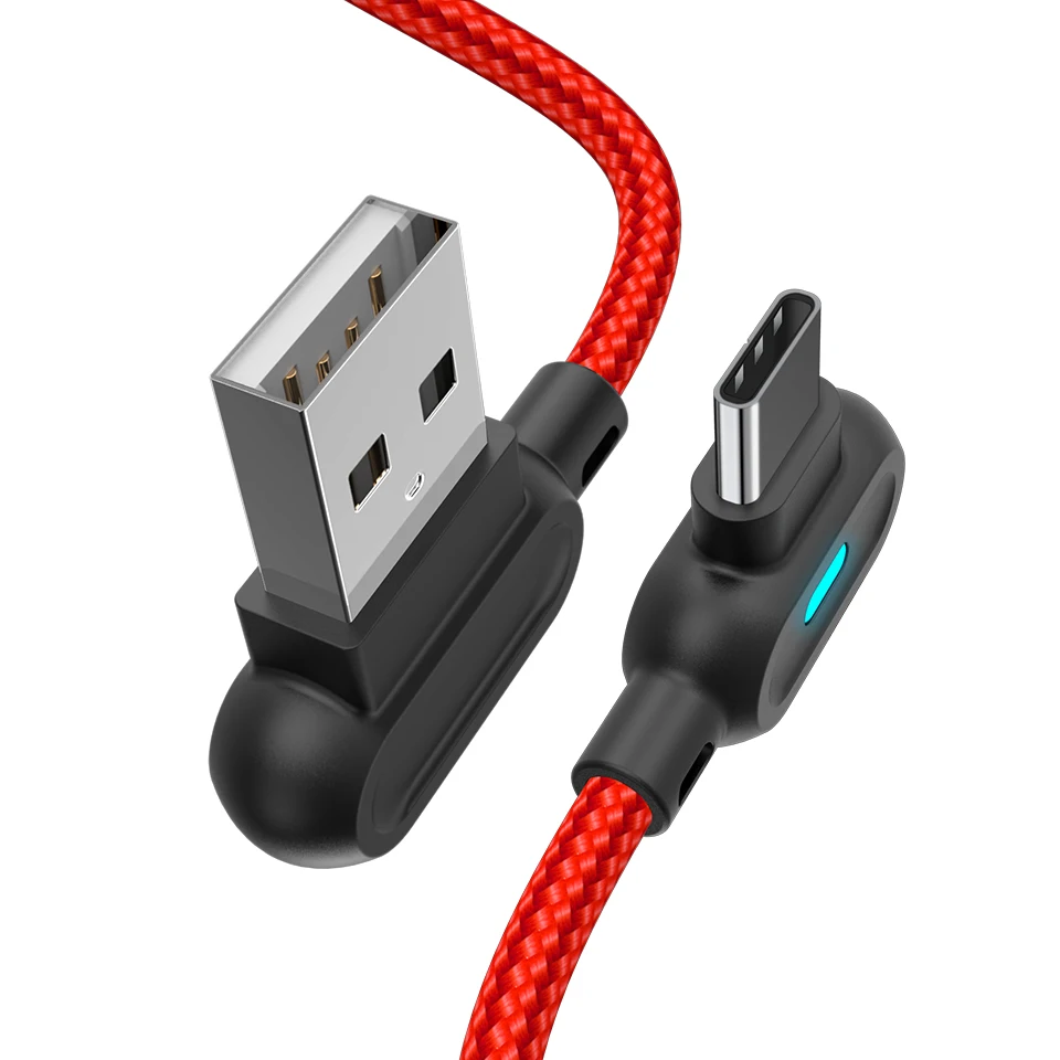 3A Fast Charging USB Type C Cable for Xiaomi Redmi Note 7 Nylon Type-C Quick Charge Cord for Oneplus LG HTC USB-C Data Sync Wire - Color: Red