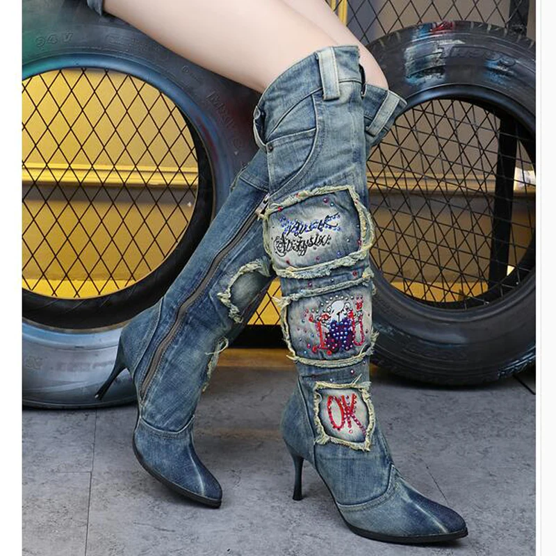 

2017 New Arrival Pointed Toe High Heel Winter Botas Mujer Rhinestone Embroidery Embellished Ankle Boots Party Dress Shoes Woman