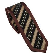 Мужские галстуки для костюма, дизайн, коричневая кайма с черно-белыми диагональные полосы шейный платок, тонкий галстук, 6 см, платья, рубашки, свадебные галстуки