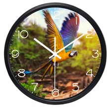 Красивый Летающий попугай настенные часы Дети Гостиная настенные часы домашний декор