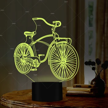

Cartoon bicycle design night light 7 Changing Colors 3D LED Lamp as room decor or holiday gift