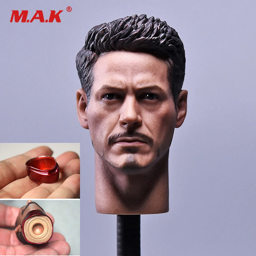 Iron Man 1/12 Head Sculpt Carving Model Tony Stark Man for 6" Action Figure Body