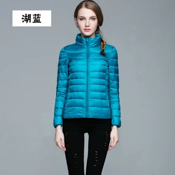 

women red/green/Navy/Orange/black/blue/pink/white/purple color ultra thin White duck down jacket with natural fur lady coat