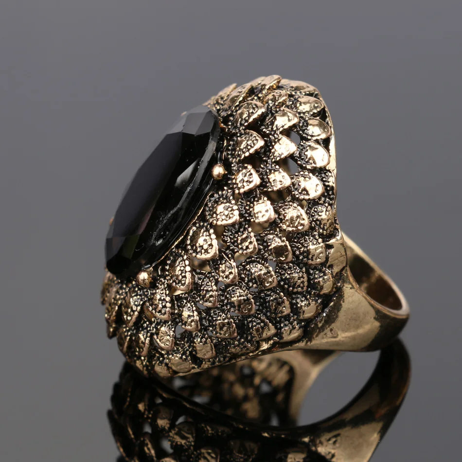 Винтажные Ювелирные изделия, большое богемное кольцо, черный красный камень, золотые обручальные кольца для женщин, индийские массивные ювелирные изделия