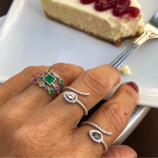 

adjustable rings 2018 top quality jewelry tear drop birthstone green blue red white pear shape open adjust knuckle ring