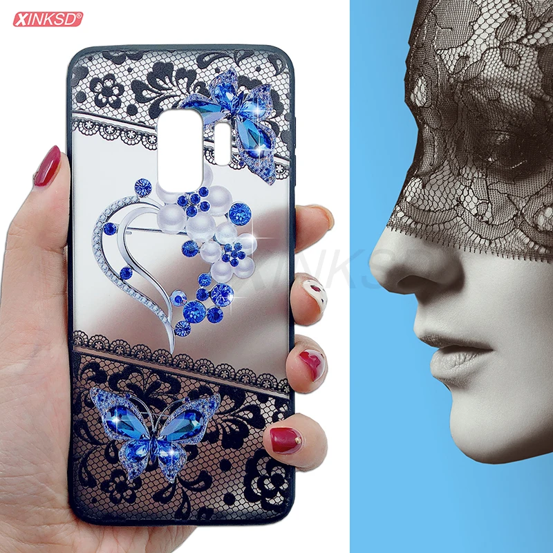 

Luxury Diamond case For Samsung Galaxy note 9 8 J6 J4 A8 A9 A7 2018 s8 s9 plus J3 J5 J7 2017 J2 prime S7 edge Lace floral case