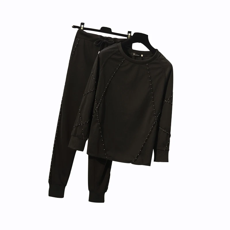 

Rlyaeiz Brand New Tracksuit Women Sporting Wear 2018 Autumn Fashion Patchwork Hoodies + Pants 2 Piece Set Female Sporting Suits
