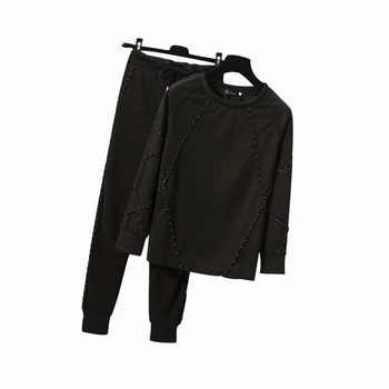 

Rlyaeiz Brand New Tracksuit Women Sporting Wear 2018 Autumn Fashion Patchwork Hoodies + Pants 2 Piece Set Female Sporting Suits