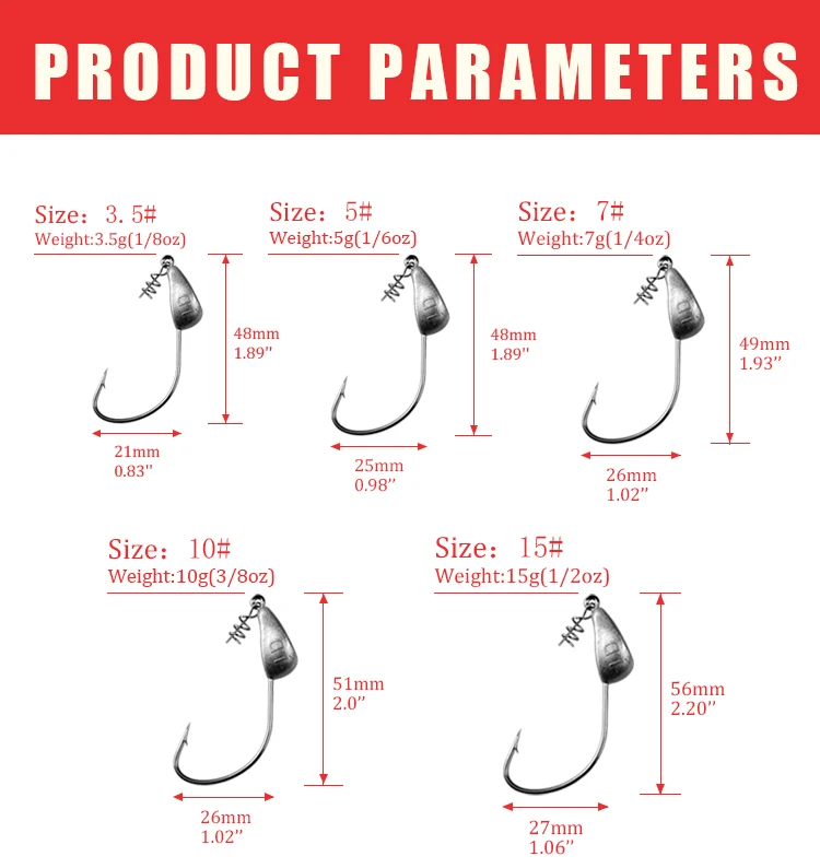 Рыболовные крючки, 5 шт./лот, 3,5 г, 5 г, 7 г, 10 г, 15 г, 18 г, 21 г