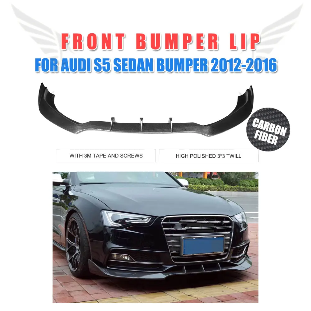 

Carbon Fiber Front Lip Chin Spoiler Body Kit for Audi S5 Bumper Facelift 2012-2016 Car Accessories