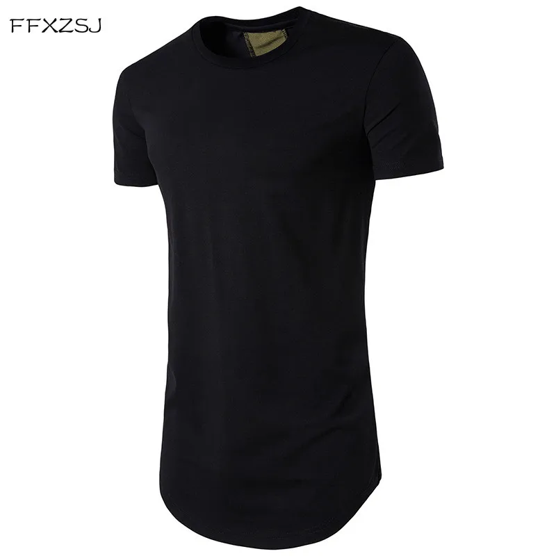 

FFXZSJ 2018 high quality summer fashion men's casual simple hip-hop men's long back colored circular arc short sleeve T-shirt