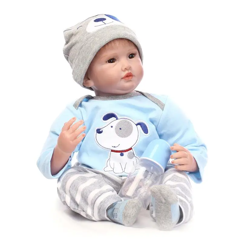55cm Silikon Reborn Baby Puppen Junge Lebensecht Weihnachtsgeschenk Spielzeug 