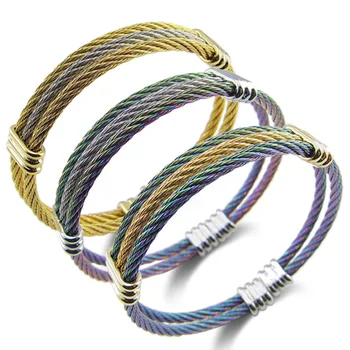 

Fashion Jewelry Elastic Steel Wire Titanium Steel Bracelet Stainless Steel Pull bangle Bracelet for women men gift of love V139
