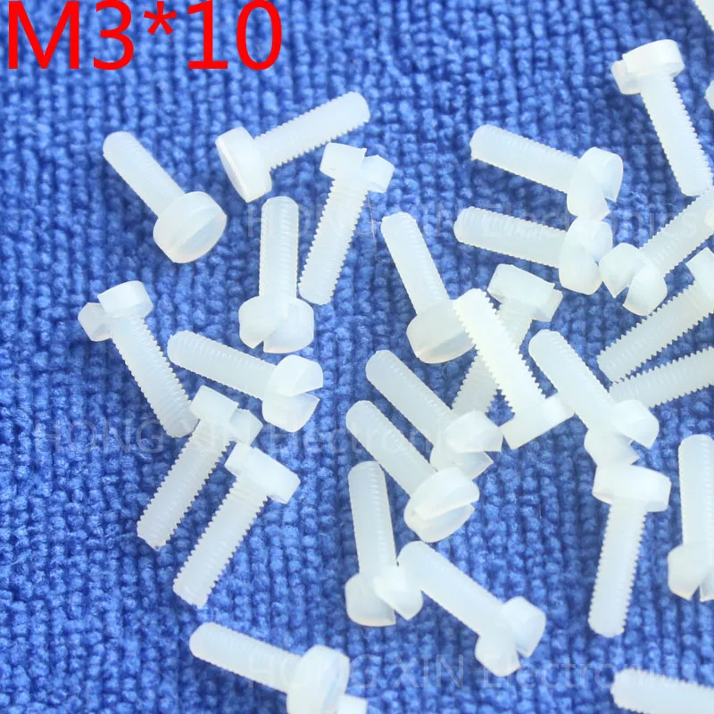 

M3*10 White Slotted screw Cylinder Head nylon plastic 10mm round screws Insulation screw compliant PC/board DIY hobby etc 1pcs