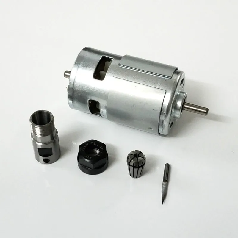 775 DC Motor with ER11 Extension Rod Carving Knife 12-36V 4000-12000 RPM Engraving Machine Ball Bea