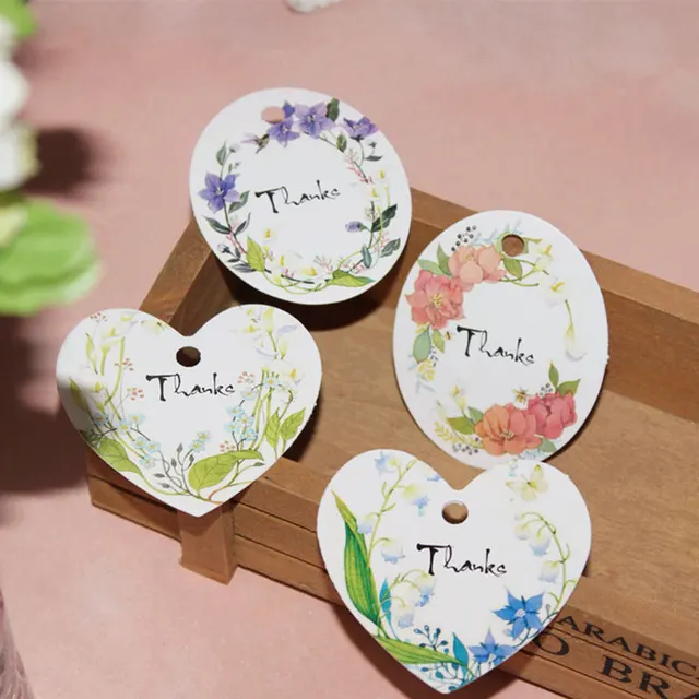 50pcs Pack Paper Tags With Thank You Letter Label Wedding Notes 50pcs Pack Paper Tags With Thank You Letter Label Wedding Notes Cookies Hang Birthday