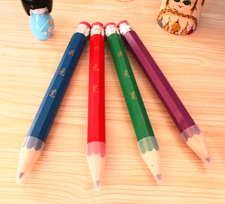 Lápis de Madeira Caneta para a para a Escola 2 Pcs Chumbo Grafite Preto Núcleo Lápis Grande Escova Personalidade Gigante Lápis Carpinteiro Lápis Papelaria Escola 2 lápis lápis de madeira escova personalidade lápis