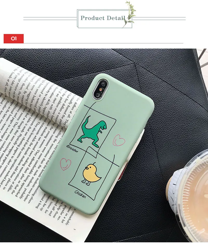 Silicone Dinosaur Case For iPhone 8 8plus 7 7 Plus Cases Clear Phone Case For iphone 6 s 6s Plus X XR XS Max Cases Cover Coque   (15)