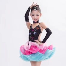 Новые высококлассные Высокое качество детская Костюмы для латиноамериканских танцев Танцы платье, профессиональное исполнение этап костюм для Обувь для девочек Румба/Salsa/Костюмы для бальных танцев для танцев