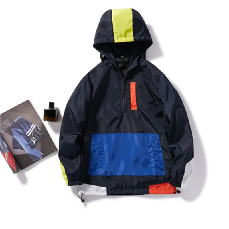 New Casual Men's Jackets Waterproof Spring Hooded Coats Men Outerwear Casual Brand Male Clothing Plus Size M-5XL - Цвет: Navy