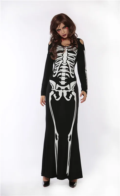 hot sexy halloween role playing costumes scary devil witch skull skeleton costume women nightclub long party cosplay dress - Halloween Fashion Games hot sexy halloween role playing costumes scary devil witch skull skeleton costume women nightclub long party cosplay dress - Halloween Fashion Games