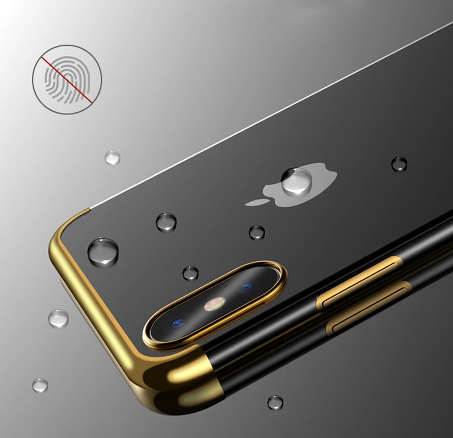 

For Iphone Xs Max 8 6s Luxury Silicone Clear Case TPU Soft Plating Frame Transparent Back Cover for IPhone 6 7 8 Plus XS Max XR