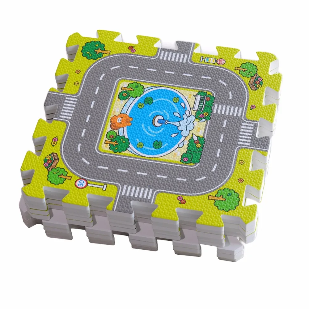 9Pcs Set Baby Play Mat EVA Foam Puzzle Mat Floor Carpet Children Urban Road Carpet Children 5