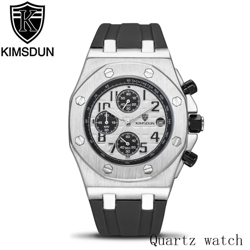 KIMSDUN Мужские кварцевые часы с хронографом Водонепроницаемые силиконовые резиновые мужские спортивные часы для мужчин наручные часы Relogio Masculino - Цвет: K15