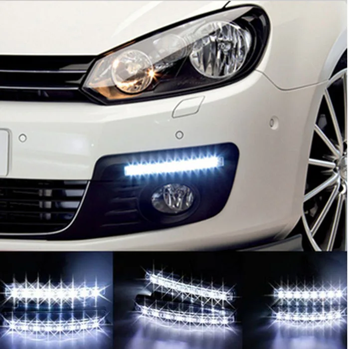 

Free shipping Super White 8 LED Car DRL daytime running lights parking lamp fog lights 12V DC Head Lamp car styling