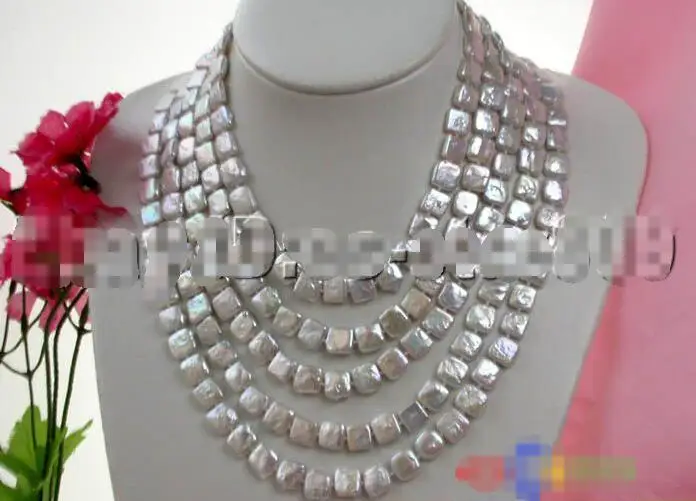 

Free shipping hot sale Women Bridal Wedding Jewelry >> LONG 100" 12MM WHITE SQUARE FRESHWATER CULTURED PEARL NECKLACE