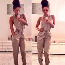 Women Summer Sexy Night Club Bandage Sleeveless Formal Solid Jumpsuit smt102