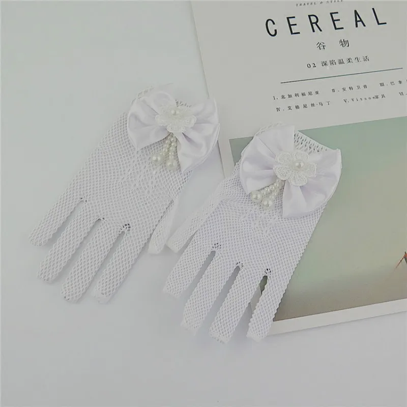 Baby Accessories cute	 Girls Wedding Princess Gloves Mesh Bowknot Party Children Birthday Ceremony Celebration Accessories Girl Performance Glove baby accessories