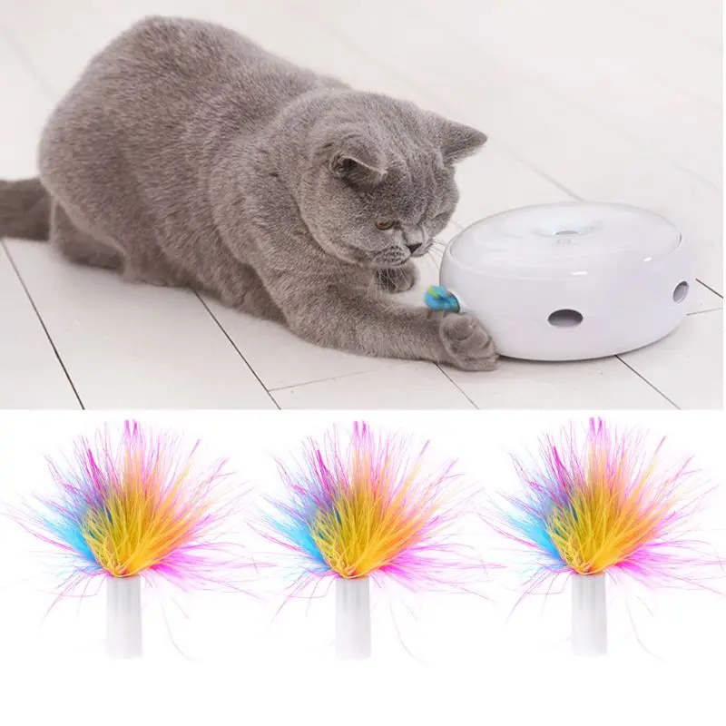 

3Pcs Pet Automatic Cat Interactive Toys Replace Feather Electronic Rotating Toy Replace Feather