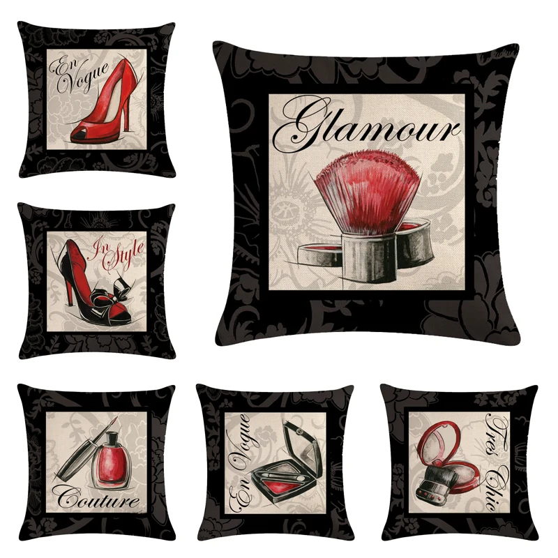 

Lady Bag Decorative Cushion Cover Cotton Linen Square Throw Pillow Cover 45x45CM Pillow Case Home Office Car Sofa Decor
