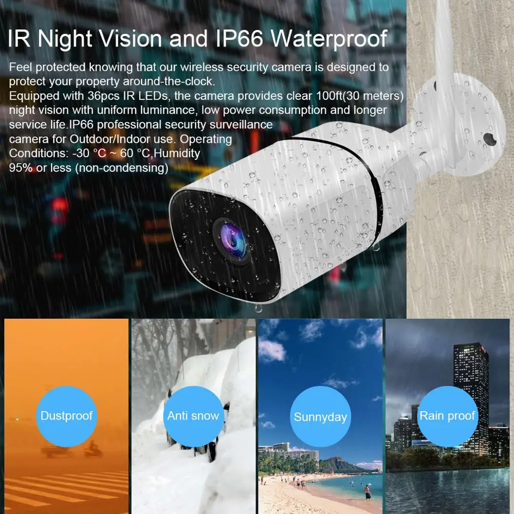  Support ONVIF HD 1080P IP Camera IP66 Waterproof CCTV Camera With 36 Piece IR Night Vision Bullet C - 33019882455