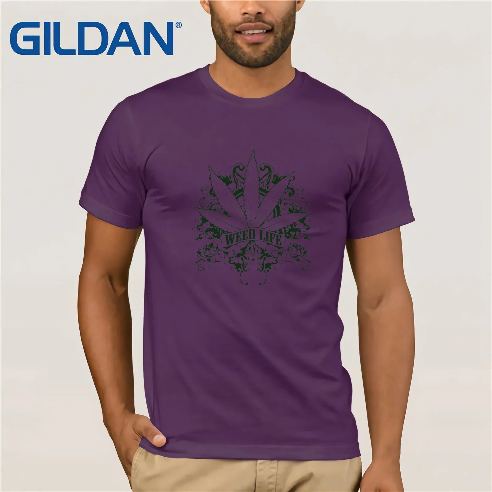Новое поступление, дизайн сорняков, Мужская футболка в стиле ретро, одежда с принтом, хлопковые топы и утболки купоны - Цвет: purple