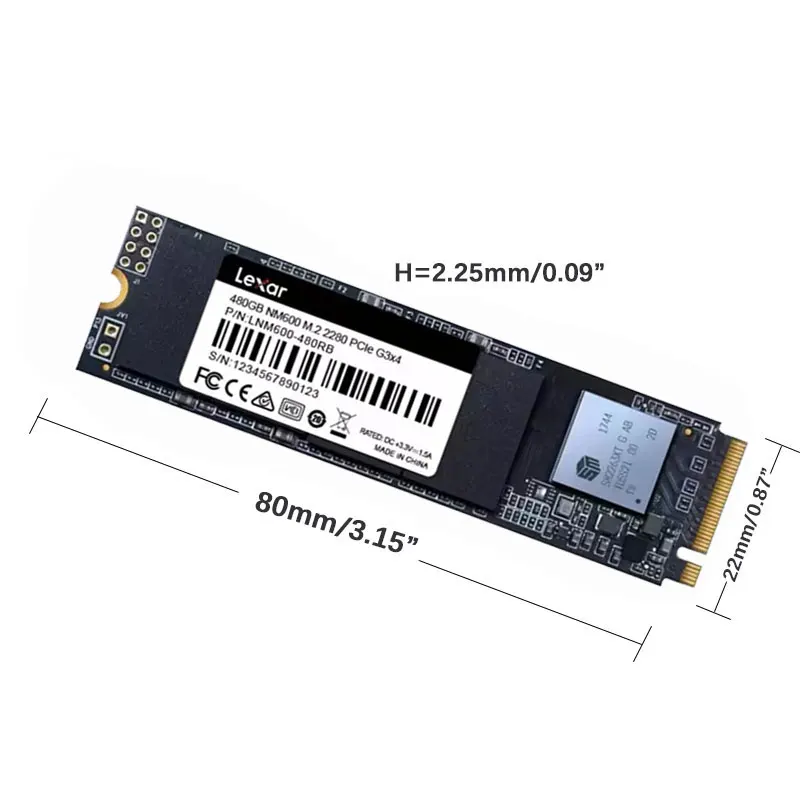 Твердотельный накопитель Lexar SSD M2 M.2 2280 NVME 240 ГБ 480 NM600 PCIe Gen3 * 4 до 2100 Мб/с для ноутбука