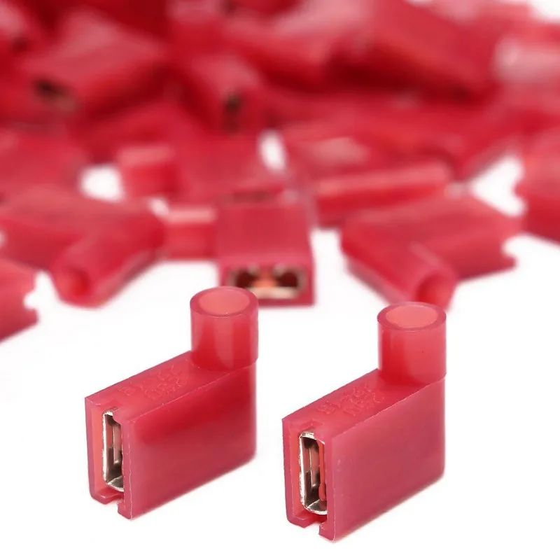 Flag 90 Degree Electrical Terminals Crimp Connectors Red or Blue