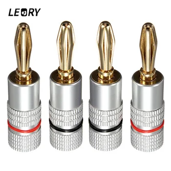 

LEOR 4pcs Banana Plug Connector 4mm Gold Plated DIY Audio Speaker Cable Connector Pin Screw B1