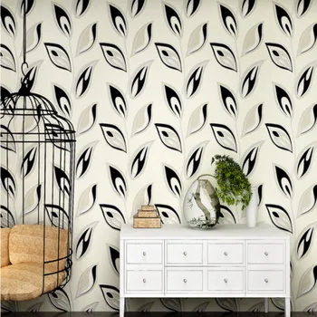 

Free Shipping Modern non - woven embossed leaves TV background wallpaper high - end 3D stereo living room sofa wallpaper