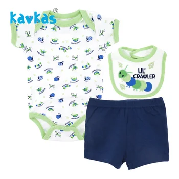 

Kavkas Summer Cute Insect Printing Newborn Baby Boys Infant Rompers+Shoes+Hat 3Pcs Outfit Baby Boys Clothes Set Roupa De Bebes
