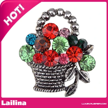 

Colorful Crystal Rhinestone Gem Easter Fruit Flower Goodies Basket Pin Brooch pins