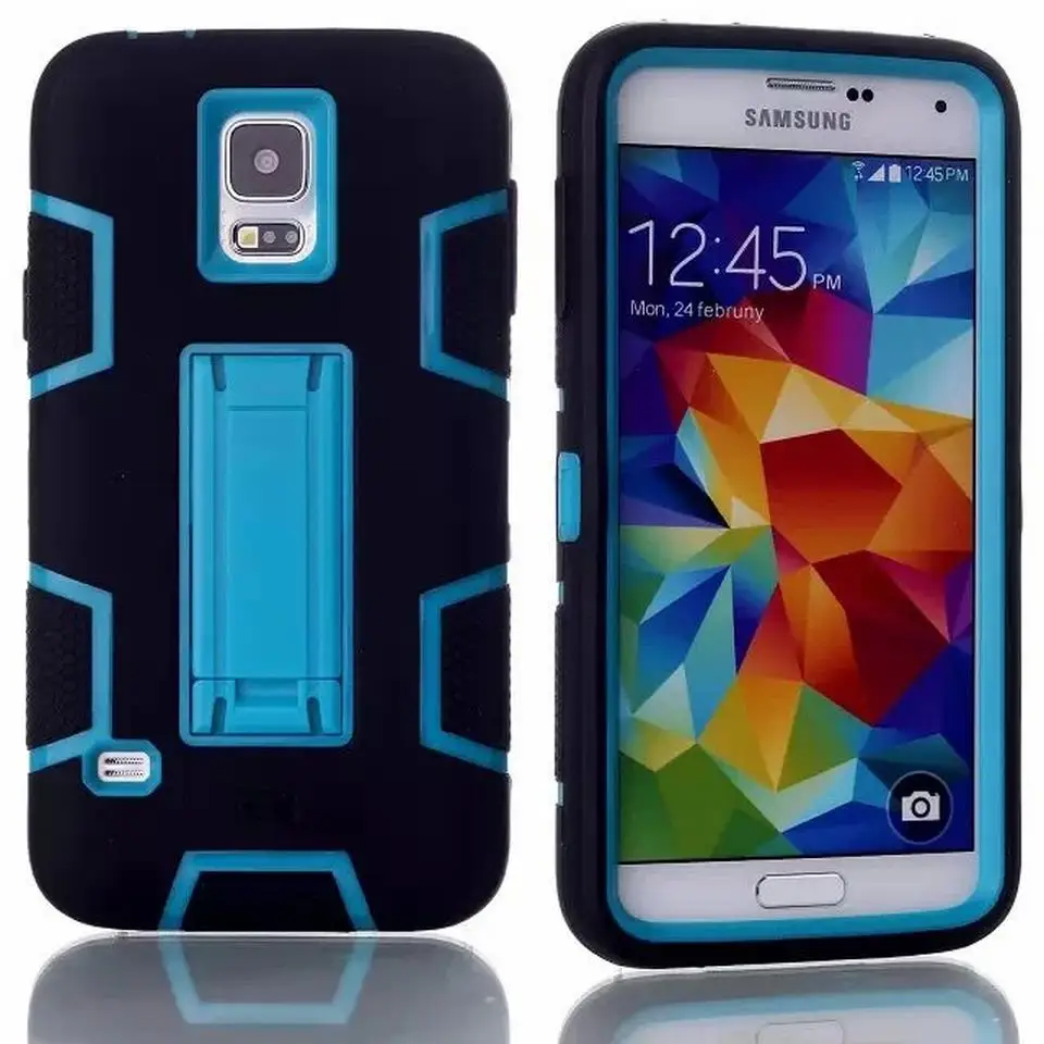 For Samsung Galaxy S5 Case Silicone 3 in 1 Hybrid Hard Cover Stand Phone case For Samsung Galaxy