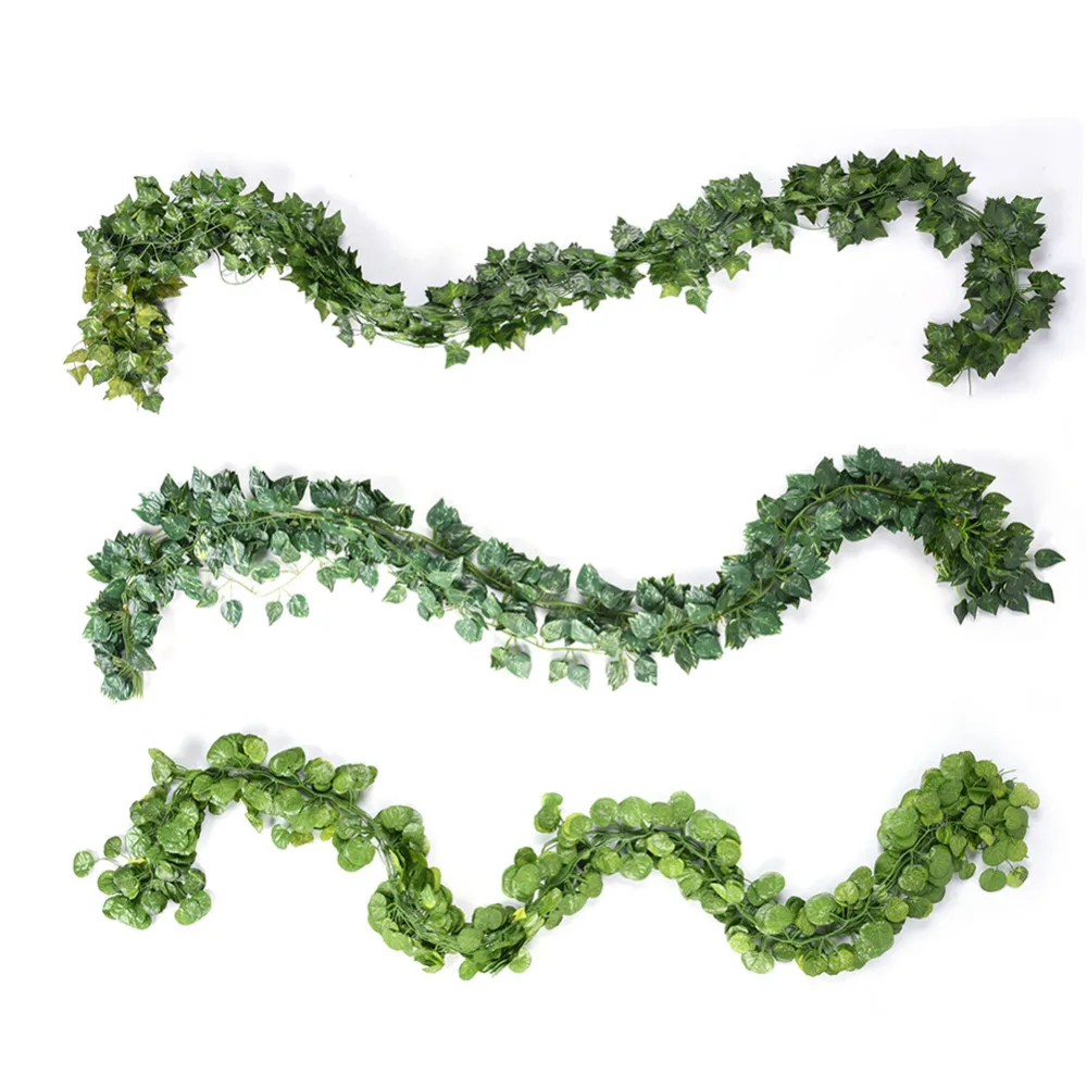 12Pcs/Lot Long Artificial Plants Green Ivy Leaves Artificial Climbing