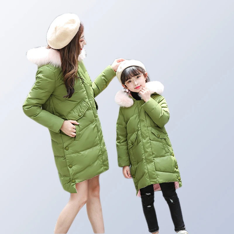 

Girls Mother down jacket long thicken children's outerwear for -30 degree winter clothes teenage 6 8 10 12 14 20 years old