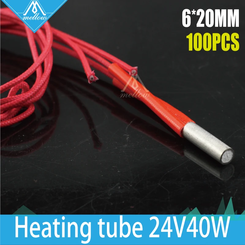 

100pcs 3D Printer Makerb / Reprap / Mendel Heating Tube Reprap 24V 40W Ceramic Cartridge Heater for HotEnd J-Head 6*20mm 24V40W