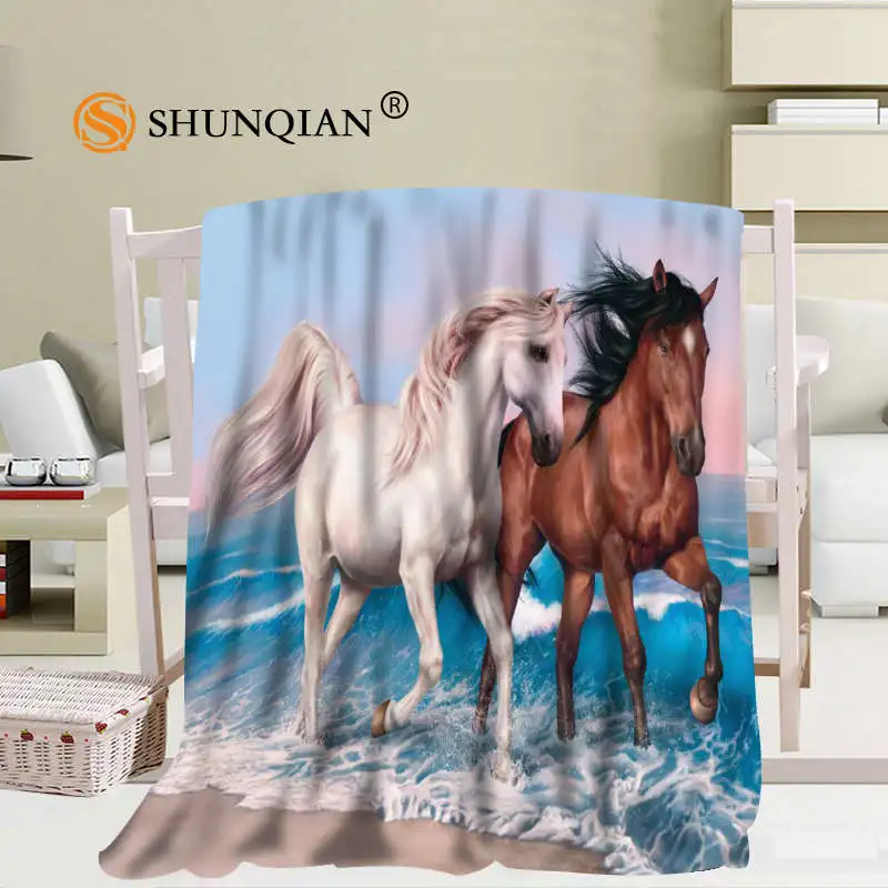 

Animals Horses Art Blanket Soft DIY Sofa Bed Throw Blanket Kid Adult Warm Custom Blanket 56x80Inch50X60Inch40X50Inch