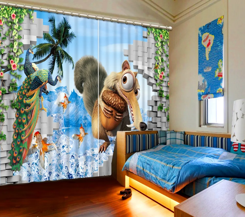 

Curtains for living room Bedding room cartoon 3D Curtains Fashion 3d curtains 3D Window Curtains For Bedding room